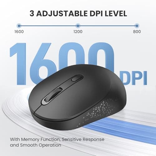 TECKNET Bluetooth Wireless Mouse, Bluetooth 5.2 & 2.4G USB-A Receiver, Compact & Portable, Silent Click, Ergonomic Symmetrical Design, 18-Month Battery, Adjustable DPI, Wide Compatibility - Black - Thumbnail 3