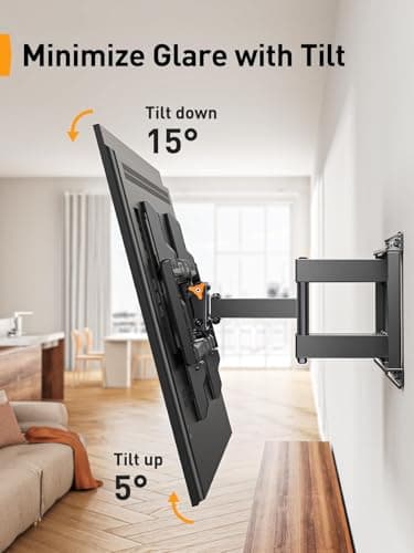 Perlegear UL Listed Full Motion TV Wall Mount for 42-90" TVs up to 132lbs, Heavy Duty TV Mount with Dual Articulating Arms, Tool-Free Smooth Tilt, Swivel, Fits 16" Studs, Max VESA 600x400mm, PGLF8 - Thumbnail 6