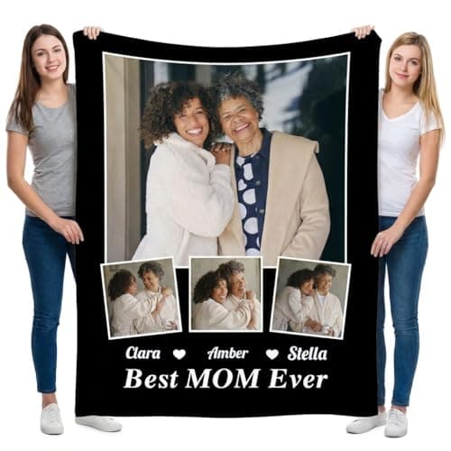 Mothers Day Gifts, Customized Gifts for Mom from Daughter, Custom Photo Blanket Personalized Picture Blankets, Soft Flannel Material - Image 1