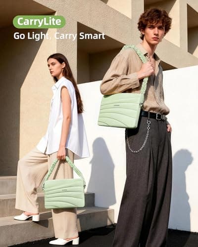 Puffy Laptop Sleeve Bag 13 14inch with Detachable Strap, Protective Case for MacBook Air Pro (Green, 14 inch) - Thumbnail 6