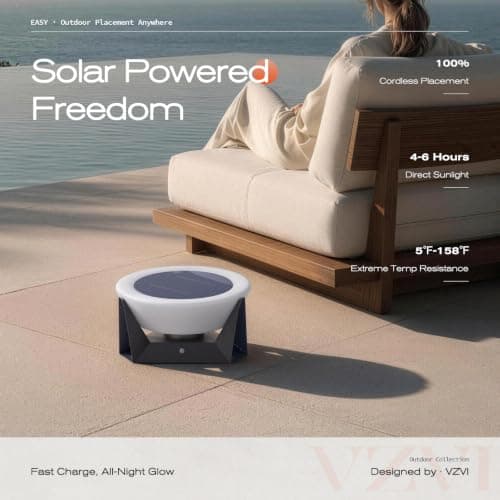 VZVI Solar Lanterns Outdoor, 3000K LED Medium Solar Floor Lamp Waterproof with IP54, Dusk to Dawn Outdoor Floor Lamp, E26 Lantern for Porch, Modern Dimmable Lantern for Patio Deck Yard, Garden Lights - Thumbnail 5