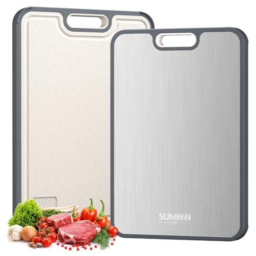 Sumzzz Titanium Cutting Board for Kitchen, Cutting Board Double Sided Food Grade, Pure Titanium/PP, Easy to Clean Large Size 15”×10.3”