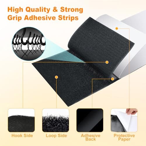 4.4 " X 10 Feet Heavy Duty Strips with Adhesive, Nylon Strips Tape Roll, Prevent Couch Cushions, Patio Cushions, Carpets, Mattresses Sliding, Picture Wall Hanging, No Punching Wall Mounting, Black - Thumbnail 3