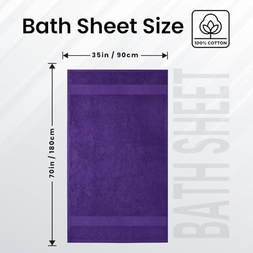 Infinitee Xclusives – Luxury Bath Sheets Towels – 1 Pack 600 GSM (35X70 Inches) – 100% Ring Spun Cotton Large Bath Towels for Bathroom (Profound Purple, Bath Sheets - Pack 1) - Thumbnail 2