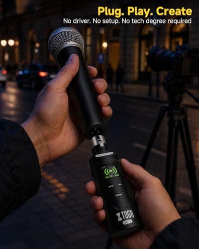 XTUGA 2.4GHz Wireless XLR Transmitter & Receiver, Wireless Microphone Adapter System for Dynamic/Condenser Mics w/ 48V Phantom Power fit for Live Show,Audio Mixer,PA Systems,Studio,Church (SF-1) - Thumbnail 2