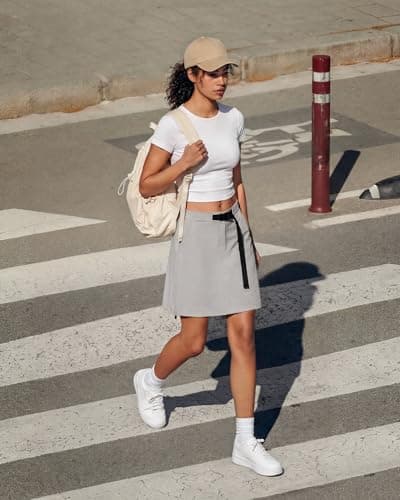 G4Free Women's Skirts Knee Length Hiking Athletic Casual Workout Golf Skirt with Pockets Buckle Adjustable Waist Hem Summer(Chime Gray,S) - Thumbnail 3