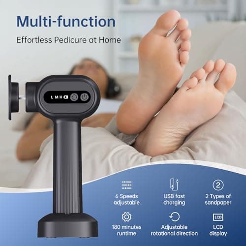 Electric Callus Remover for Feet - Rechargeable Foot Sander, 6 Speeds, Replaceable Sandpaper Professional Foot Grinder, Cordless Electric Foot File Pedicure Tools for Dead Skin, Cracked Heels - Thumbnail 6