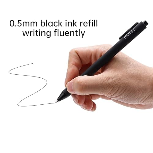 LumaCore Gel Pens, 0.5mm Fine Point Black Ink, 5 Pack, Smooth Writing for Note Taking and Journaling, Cute Aesthetic Office School Supplies - Thumbnail 6