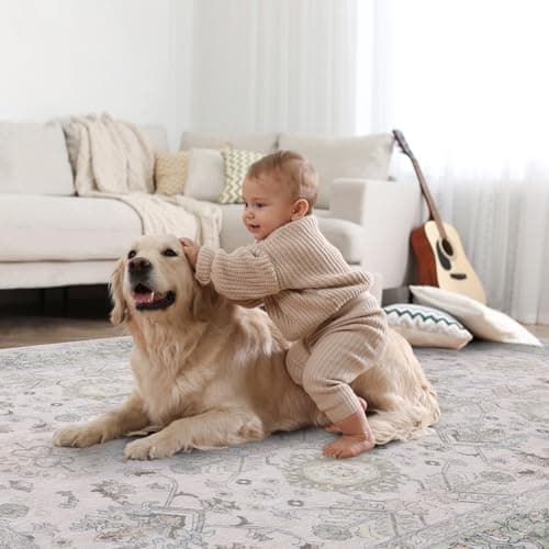 Vanmoos 2x3 Washable Area Rug – Soft, Non-Slip Entrance Rug, Durable Indoor Door mat, Floor Carpet for High-Traffic Areas, Entryway, Kitchen, and Bedside, Cozy Elegance/Green - Thumbnail 4