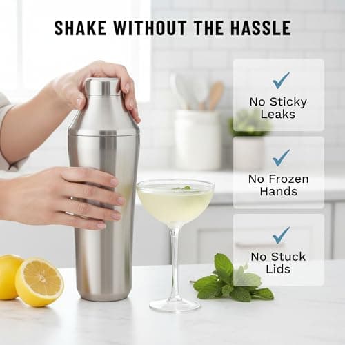 Elevated Craft Hybrid Cocktail Shaker - Premium Vacuum Insulated Stainless Steel Cocktail Shaker - Innovative Measuring System - Martini Shaker for the Home Bartender - 28oz Total Volume - Thumbnail 2