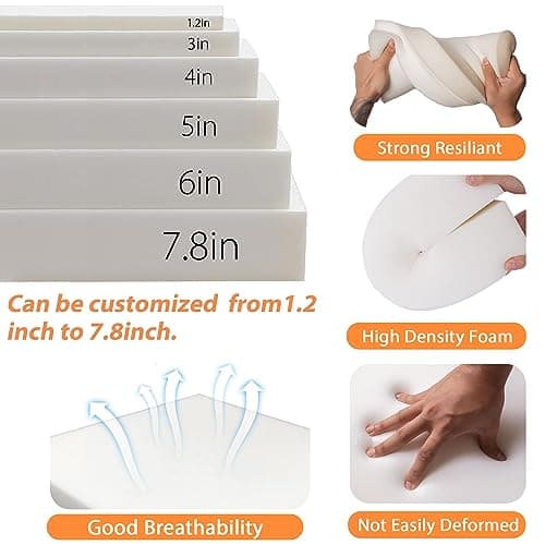 SINUOLIN Custom Size Bench Cushion Pads for Indoor Outdoor Furniture Window Seat Sofa Couch Swing 70D High-Resilience Foam with Optional Fabric Embroidery Contrasting Colors Piping - Thumbnail 5