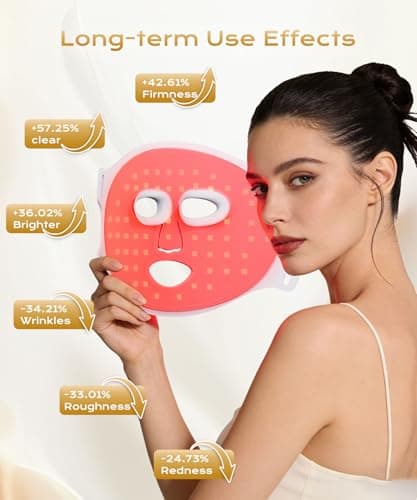 Yahi Red Light Therapy Mask for Face with Magnetic Remote, Wireless LED Face Mask Light Therapy, Red Light Therapy with 850NM NIR, Skin Rejuvenation, Anti-Wrinkle & Firming for Home Travel Use, White - Thumbnail 6