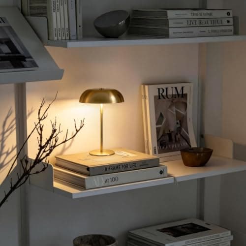 Portable LED Mushroom Table Lamp, Cordless Gold Table Lamp with 3 Color Stepless Dimming, Touch Control, Adjustable Height, Touch Lamp for Nightstand, Bedroom, Coffee Table, Bar, Restaurant, Wedding - Thumbnail 5