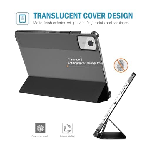 ProCase Smart Case for Lenovo Tab M11/Tab K11 LTE 11" 2024 TB330FU with Pen Holder, Slim Stand Tri-Fold Hard Shell Protective Tablet Cover Translucent Back Case Support Auto Wake/Sleep -Black - Thumbnail 3