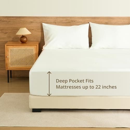 King Fitted Sheet Only Extra Deep Pocket Fits 14" to 22" Mattress, 100% Long-Staple Cotton Dual-Lock Fitted Sheet for King Bed, Luxury Soft and Comfort, 1000 Thread Count - Thumbnail 4
