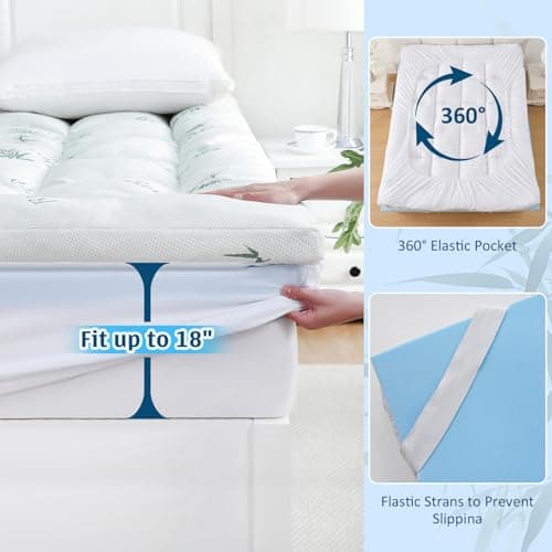DOWNCOOL Dual Layer 4 Inch Memory Foam Mattress Topper Twin – 2 Inch Gel Memory Foam & 2 Inch Pillow Top Mattress Pad, Soft & Breathable Viscose Made from Bamboo, for Back Pain Relief - Thumbnail 5