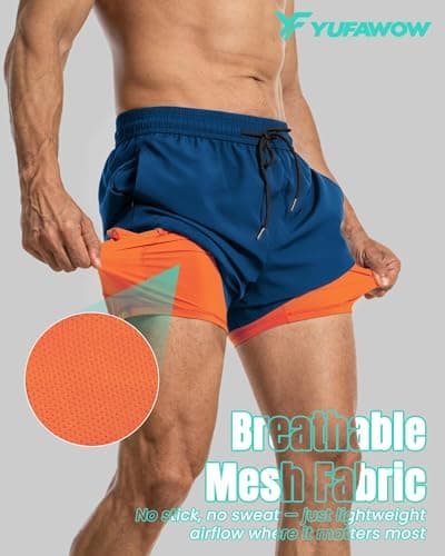 9 Inch Men Swim Trunks Compression Liner Quick Dry Swimwear Bikini Swimsuit Bathing Suit Beach Water Shorts Gym Essential Running Accessories Workout Must Have Athletic Necessities Yoga Stuff Gear - Thumbnail 4
