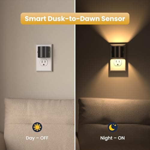 Night Lights Plug into Wall, LED Night Light 2 Pack, Soft Glow Night Lights with Dusk to Dawn Sensor, 3-Level Dimmable Nightlight, Up & Down Lighting Night Lights for Bedroom, Bathroom, Hallway - Thumbnail 4