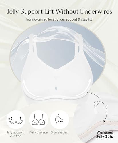 Popilush Jelly Bras for Women Seamless Wireless Comfortable Full Coverage Bralettes No Underwire Push Up Bra White - Thumbnail 3