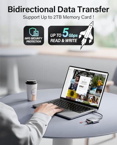 HICOBER 3-in-1 USB-C SD Card Reader, Supports 2TB SD/TF Cards with USB 2.0 Port, Compatible for Android Phones, Tablets, Laptops & iPhone 15,16,17, Portable Memory Card Reader for Photo/Video Transfer - Thumbnail 3