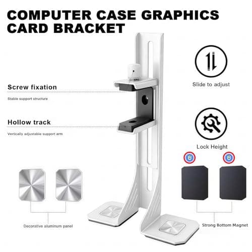 ACIDALIE White Anti-Sagging GPU Bracket - Compatible with RTX 5070/40/30 Series, Adjustable 30-118mm, Supports 78mm Thick GPUs, Magnetic Base + CD Glossy Decoration - Thumbnail 2