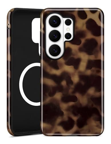 Aitipy Magnetic Tortoise Shell Phone Case for Samsung Galaxy s21 Ultra, Compatible with MagSafe, Cute Aesthetic Leopard Print Soft TPU and Hard PC Shockproof Protective Phone Cover for Women Girls - Image 1