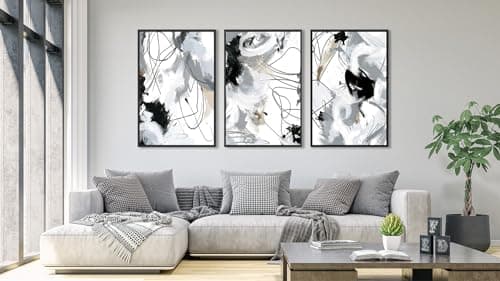 ASDCEUTICALS Large Framed Wall Art - Natural Framed Abstract Canvas Pictures for Living Room Modern Canvas Prints for Bedroom, Black Float Framed Art for Home Office Kitchen Decor 24" X 36" X 3pcs - Thumbnail 3