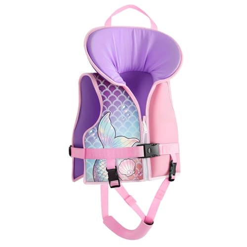 HeySplash Infant Swim Vest with Neck Support, Baby Floaties for 6-24 Months (13-33lbs), Adjustable Triple-Safety Buckles Training Swim Jacket for Toddlers, S Size, Purple - Image 1