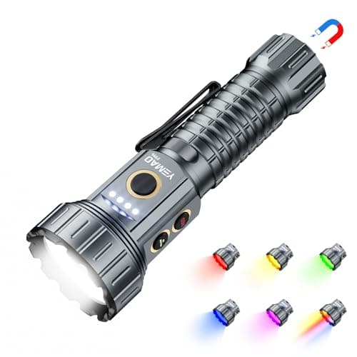 2000 Lumen EDC Flashlight Small Rechargeable Flashlight with Memory,Multi-Color Light (Warm Yellow/Red/Green/Blue/UV) with 5 Buttons,Built-in 4200mAh Battery Ideal for Home,Outdoor,Emergency Use - Image 1