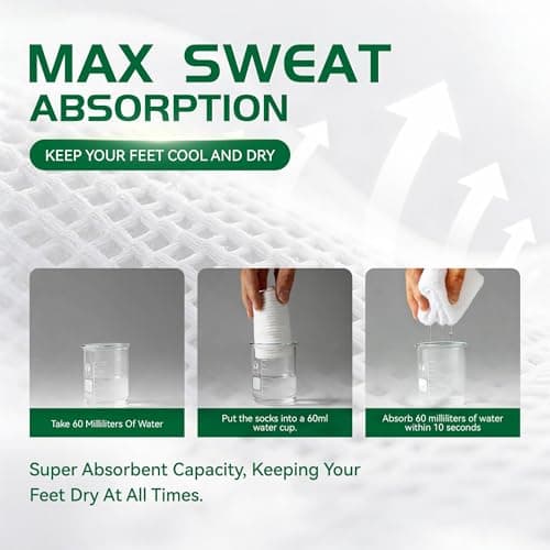 Ycets Men's Crew Socks, White Mens Crew Socks,Cushioned Cotton Athletic Arch Support Moisture Wicking,1-Pairs Premium Trial Pack - Thumbnail 3