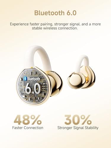 Clip On Earbuds, Open Ear Earbuds Wireless Bluetooth With Makeup Mirror Led Light, 4g Lightweight Soft Silicone Headphones With Bluetooth 6.0, Ipx6 Waterproof Fit For Women Yoga, Dates, Glasses - Thumbnail 4