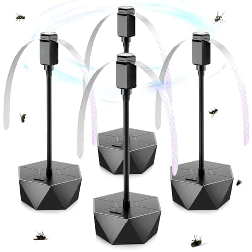 PIMAG Fly Fans for Tables, Fly Repellent Fan Outdoor Indoor Keep Flies Away, Fly Repellent Fans for Tables with Holographic Blades for Picnic, Party, Restaurant, Kitchen, and BBQ, 4 Pack Black - Image 1