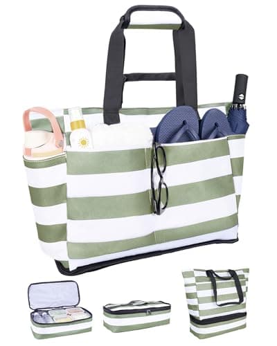 NBERMOTION Beach Bag with Detachable Cooler, 62L Large Beach Bags Waterproof Sandproof for Women（Mint Green - Image 1