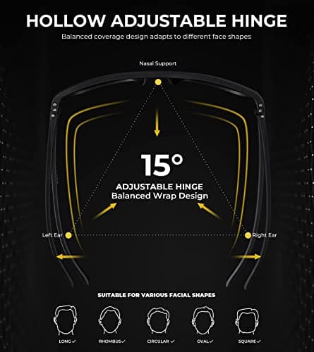 KALIYADI Polarized Sunglasses Men, Lightweight Mens Sunglasses Polarized UV Protection Driving Fishing Golf (Black/Ice Blue/Dark Blue - Thumbnail 6