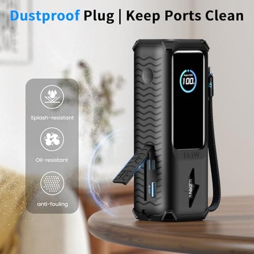 YWXTW Silicone Case for Anker Laptop Power Bank (25,000mAh/165W) - Shockproof Drop-Resistant, Built-in Cable Storage | Non-Slip Grip, Hidden Dust Plug Protective Cover for Anker Power Bank 165w - Thumbnail 5