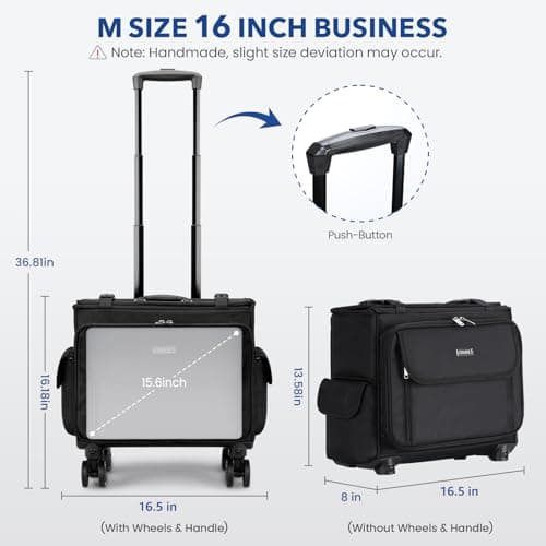 Tonyeee Rolling Laptop Bag 15.6 Inch, Ballistic Nylon Wheeled Briefcase for Men Women, Professional Rolling Work Bag, Underseat Carry On Business Case, 360 Spinner Wheels, Accordion File Office Bag - Thumbnail 3