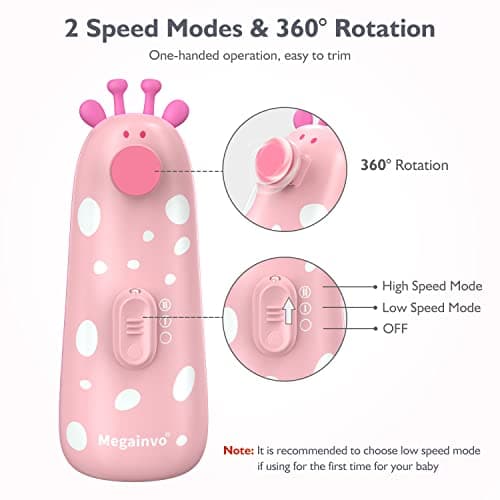Baby Nail Trimmer Electric Baby Nail File Safe Baby Nail Clippers with Light 10 Grinding Heads Queit Baby Nail Polish Grooming Kit for Newborn Infant Toddler Toes Fingernails Care, Pink - Thumbnail 4