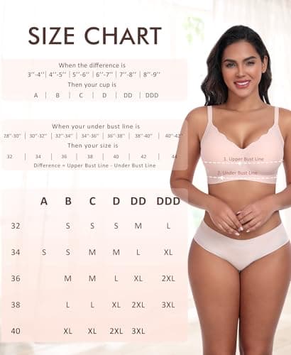 Ganado Scalloped Wireless Bras for Women Seamless No Underwire Bra Full Coverage Padded Comfortable Bralettes (Pink, Large) - Thumbnail 6