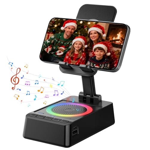 buwy Gifts for Men Women, Cell Phone Stand with Wireless Bluetooth Speaker and Colorful LED Lights, Anti-Slip Base HD Surround Sound, Rechargeable (3000mAh), Home and Outdoors Bluetooth Speaker Black - Image 1