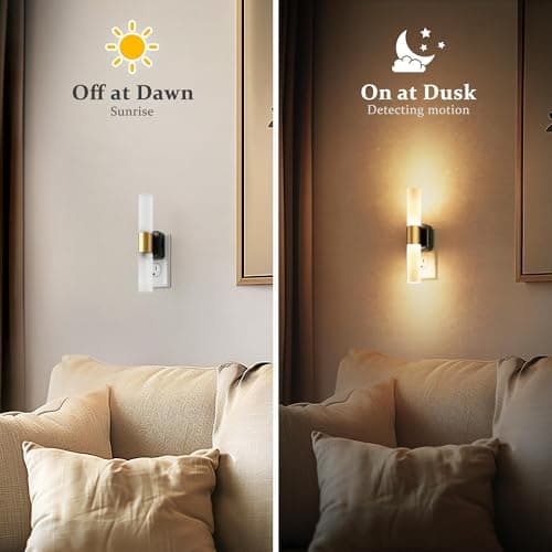 JandCase LED Night Light, Night Lights Plug into Wall, 3000K Soft White, 0-100LM Adjustable Brightness, 180° Rotating Plug in Night Light with Auto Light Sensor for Bedroom Bathroom Hallway - Thumbnail 4