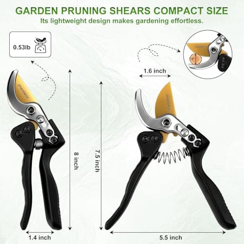 Pruning Shears for Gardening Heavy Duty Bypass Garden Shears With SK5 Steel Blade Professional Hand Pruners Clippers Sharp Scissors Tools for Weak Hands Yard Rose Flower Snip Trimming Plant Branches - Thumbnail 5