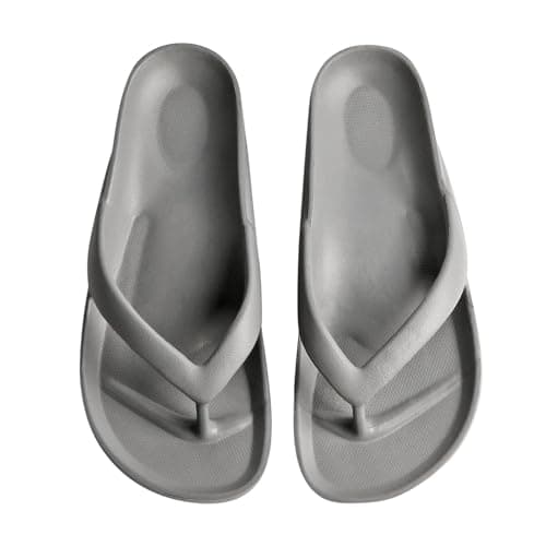 GETOEU Arch Support Flip Flops for Women and Men Soft Cushioning EVA Thong Sandals with Thick Sole, Non-Slip Quiet Outsole, Shock Absorbing Shower & Beach Flip Flops,Grey - Image 1