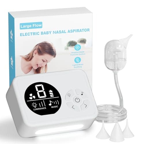 Nasal Aspirator for Baby, Nose Sucker with 9 Suction Levels, Electric Snot Sucker, 3 Levels Night Light & Nursery Rhyme Soothing Function, Food-Grade Silicone Tips