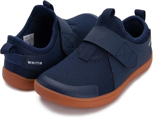 WHITIN Toddler/Kids Wide Barefoot Shoes for Boys/Girls Slip-On Sneakers Minimalist Wide Width Zero Drop Size 8 Walking Athletic Sport Flat Casual Jogging Navy Blue 25 - Image 1