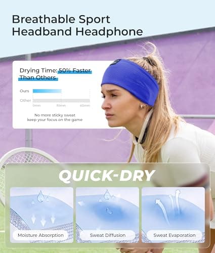 ink-topoint Sleep Headphones Bluetooth 5.4 Headphone, Sports Earphones with HD Stereo Speakers Breathable Sports Headphones for Running, Yoga, Travel, Sleeping, Ideal Gifts for Men Women - Thumbnail 3