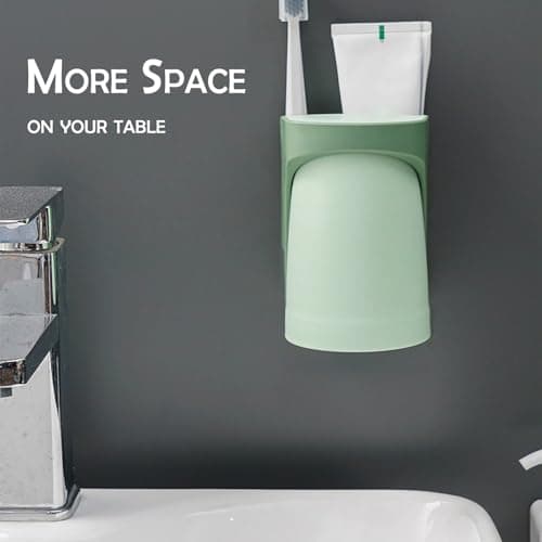 2 in 1 Magnetic Cup Toothbrush Holder for Bathroom,Wall Mounted Drill-Free Electric Toothbrushes Storage Organizer Space Saving, for Waterpik Oral-B, Family Father Mother and Son/Daughter (Rosepink) - Thumbnail 3