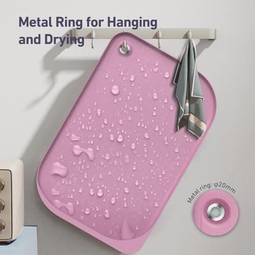 Silicone Pet Feeding Mat with Metal Ring, Waterproof, 23x15 in, Pet Feeding Mats, Raised Edges to Prevent Spills, Dogs and Cats Placement Tray to Stop Food and Water Bowl Messes (Pink, 23x15 in) - Thumbnail 5