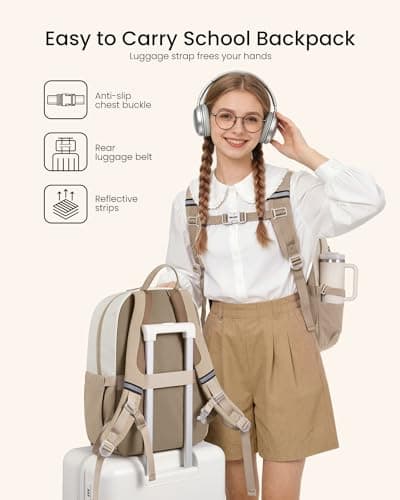 LOVEVOOK Laptop Backpack for Women, School Backpack for Teen Girls with Large Cup Holder, Lightweight Bookbag for College,Work,Travel fits 17.3 Inch Laptop - Thumbnail 4