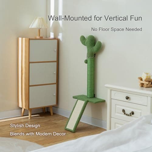 Wall Mounted Cat Shelf with Sisal Scratcher, Cat Wall Step for Climbing & Jumping, Space Saving Cat Wall Furniture for Indoor Cats, Modern Cat Climbing Platform - Thumbnail 6
