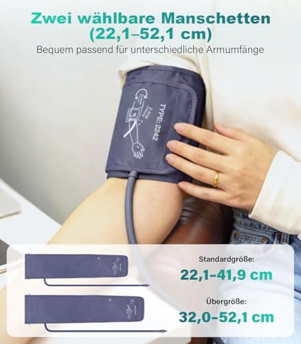YONLO Blood Pressure Monitor, Automatic Upper Arm Blood Pressure Monitors for Home Use, 2 Blood Pressure Machine Cuff(9-17in & 13-21in) with Large LED Backlit Display, 3x199 Reading Memory Users White - Thumbnail 4